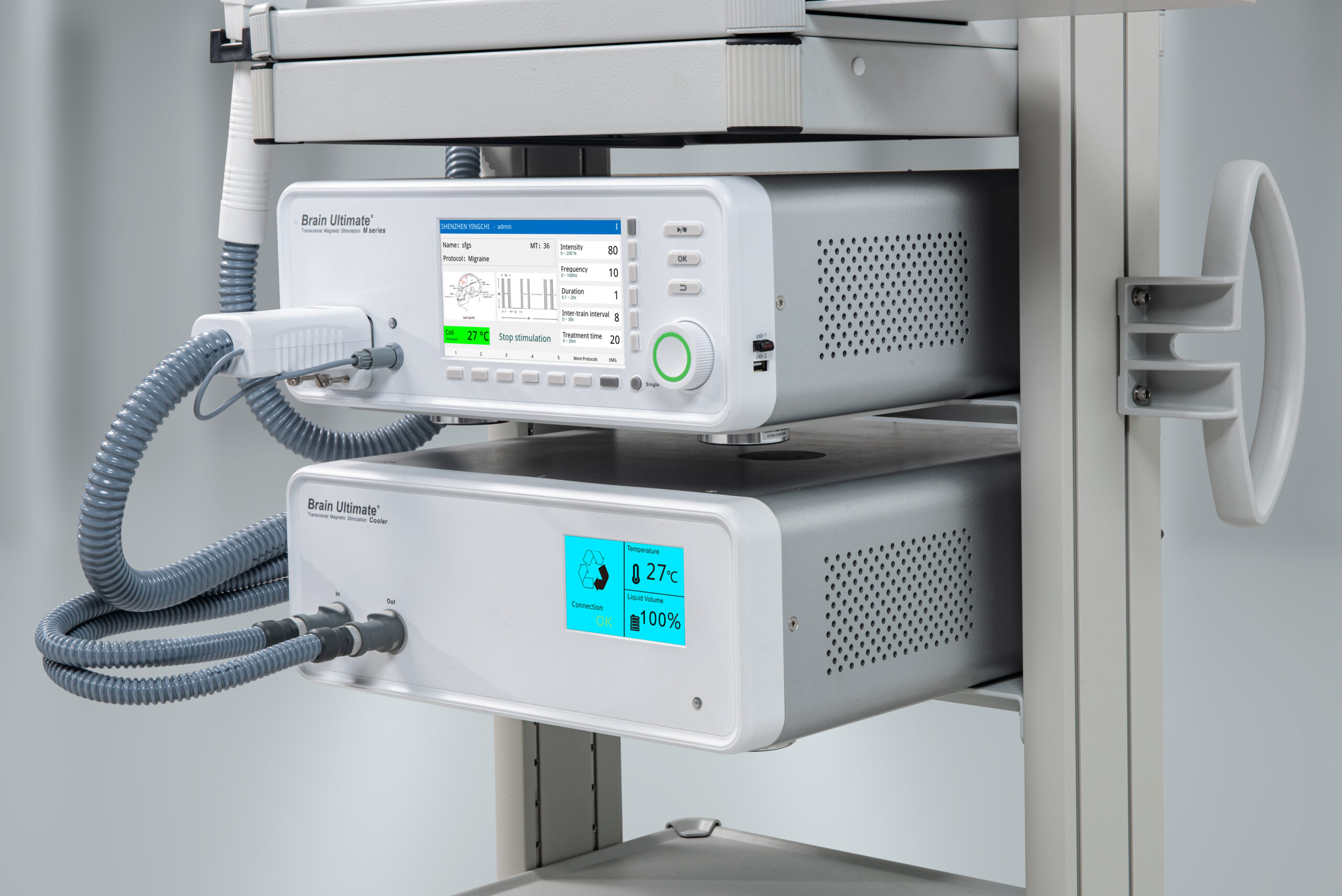 Detalle del sistema Brain Ultimate M-Series de estimulación magnética transcraneal